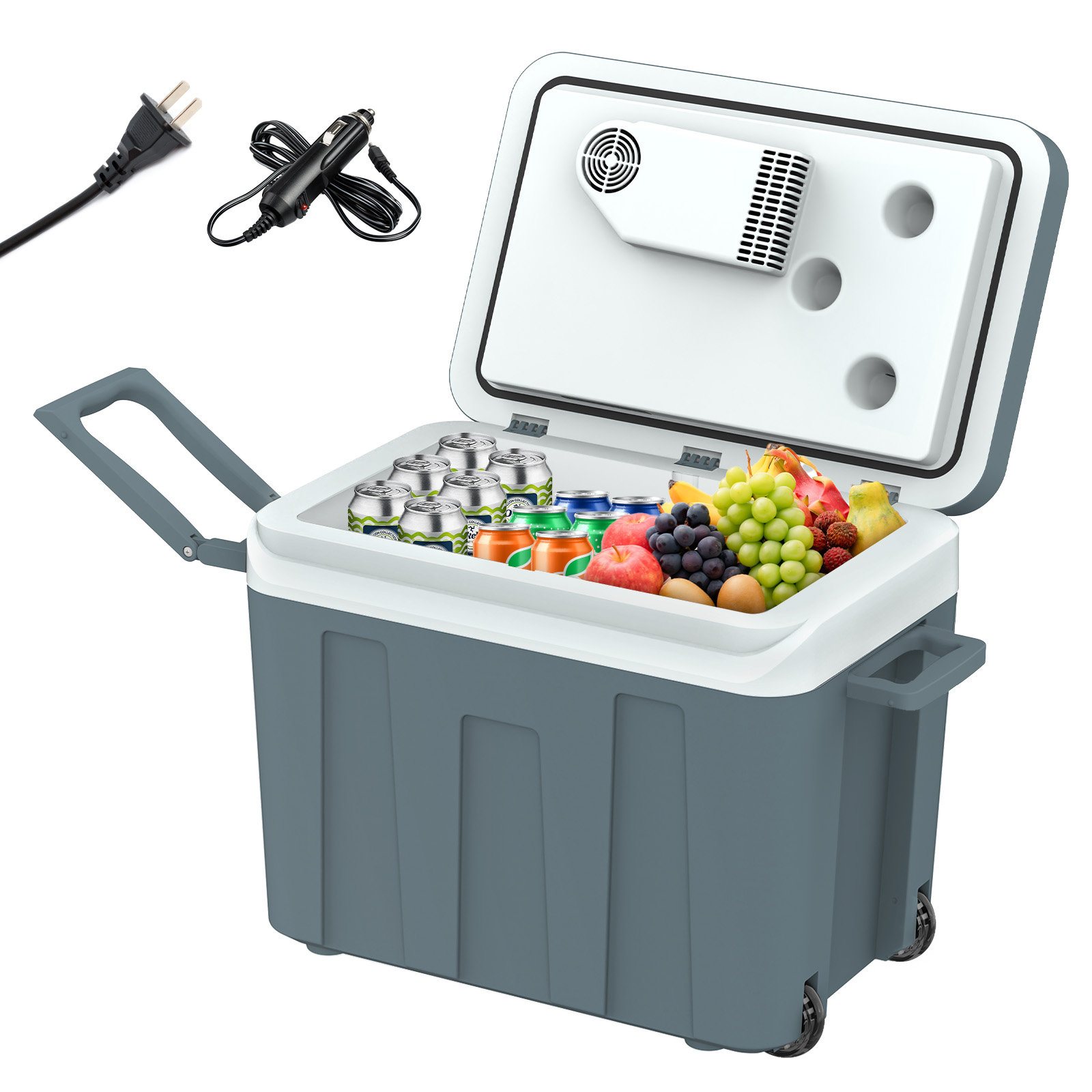 ADVWIN 12V Electric Car Cooler & Warmer with Wheels & Handle